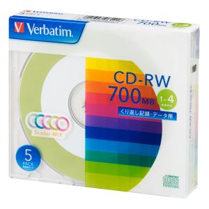 バーベイタム データ用4倍速対応CD-RW 5枚パック 700MB カラーミックス SW80QM5V1 返品種別A 記録用CDメディア（CDーR、CDーRW）の商品画像