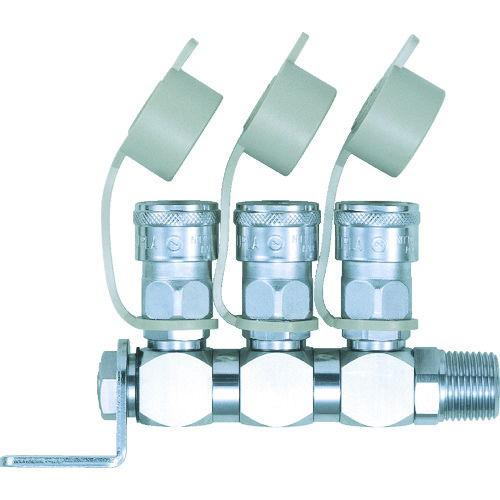日東工器 エア分岐管 ロータリー式ラインカプラ RE型(おねじ取付用ソケット 3分岐配管用) 相手側...