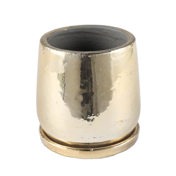 ダルトン(DULTON) テラコッタ ラウンドポットM(ゴールド) 4号鉢目安 G20-0196M/...