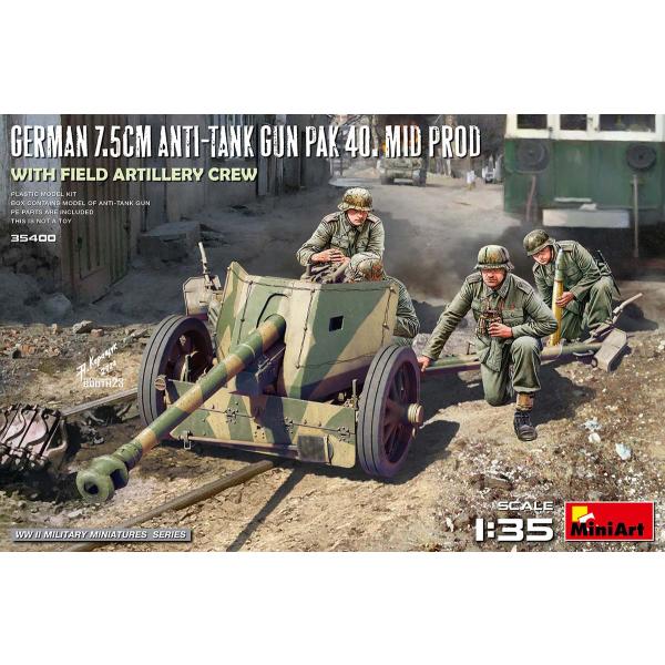 ミニアート 1/ 35 ドイツ 7.5cm 対戦車砲 PaK 40 中期型 w/ 砲兵搭乗員(MA3...