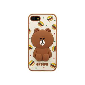 LINE FRIENDS iPhone SE(第3/ 2世代)/ 8/ 7用 SILICON CASE(ハンバーガーブラウン) KCL-CHB001 返品種別A｜joshin