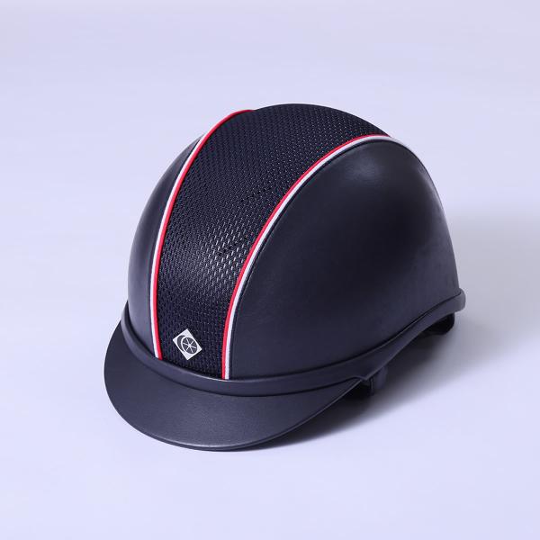 乗馬用品 CHARLES OWEN MyAyr8 ネイビーレザールック レッド＆ホワイトパイピング ...
