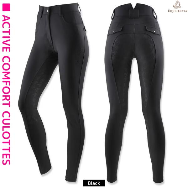 乗馬用品 EQULIBERTA アクティブコンフォート キュロット フルグリップ レディース ブラッ...