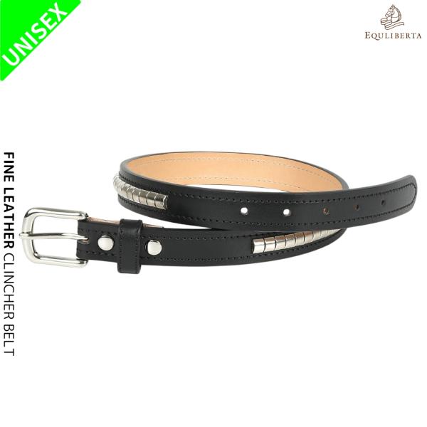 乗馬用品 EQULIBERTA ファインレザー クリンチャーベルト ブラック 乗馬 馬具