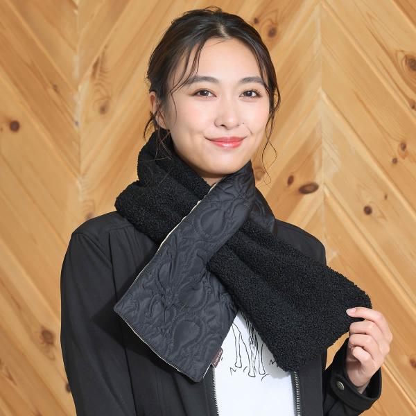 乗馬用品 EQULIBERTA ホースモチーフ キルティングマフラー ブラック 乗馬 馬具