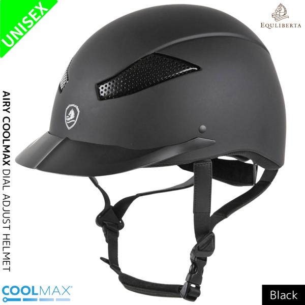 乗馬用品 EQULIBERTA エアリー クールマックスダイヤル調整ヘルメット  ブラック 乗馬 馬...