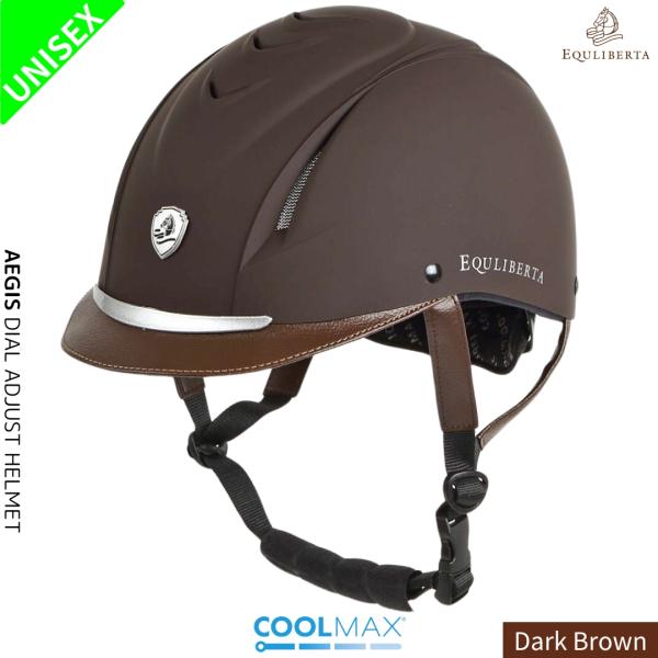 乗馬用品 EQULIBERTA イージス ダイヤル調整ヘルメット ダークブラウン 乗馬 馬具