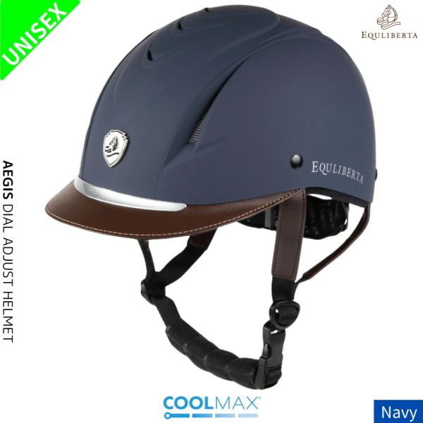 乗馬用品 EQULIBERTA イージス ダイヤル調整ヘルメット ネイビー 乗馬 馬具