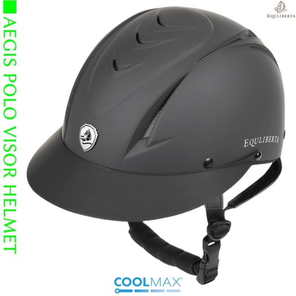乗馬用品 EQULIBERTA イージスポロバイザー ダイヤル調整ヘルメット チャコールグレー 乗馬...