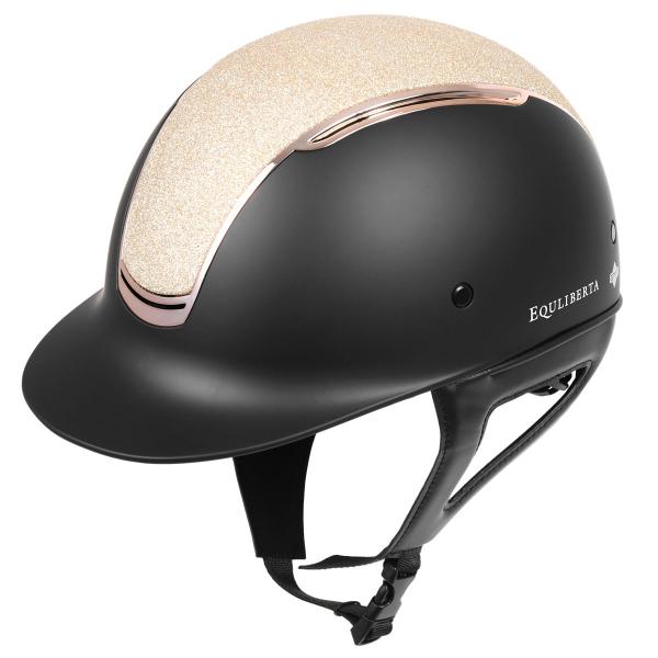 乗馬用品 EQULIBERTA レクラ ダイヤル調整ヘルメット ブラック／ゴールド 乗馬 馬具