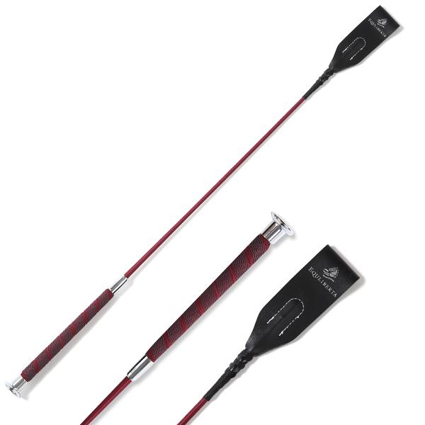 乗馬用品 EQULIBERTA ラバーグリップ短鞭  バーガンディ／シルバー 乗馬 馬具