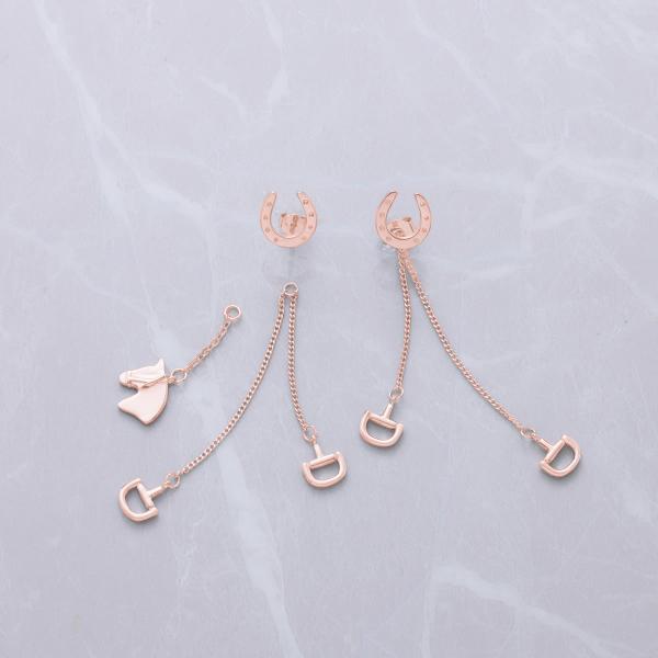 乗馬用品 JODHPURS ホースチャーム 4way シルバーピアス ピンクゴールド 乗馬 馬具