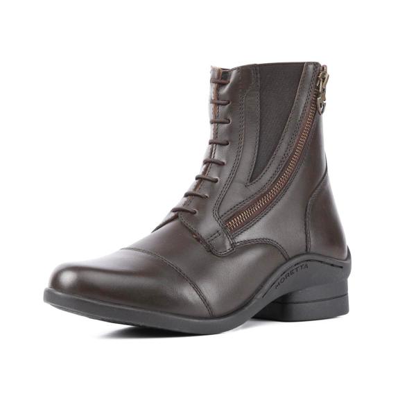 乗馬用品 MORETTA アレッシア 本革 ライディング ショートブーツ ダークブラウン 乗馬 馬具