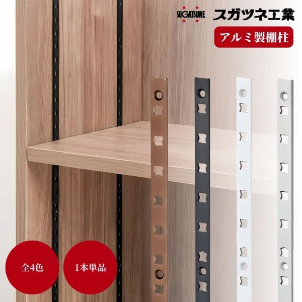 スガツネ工業 アルミ製棚柱 AP-DM1820 1820×W12×D3mm 1本 全4色 収納 組立...