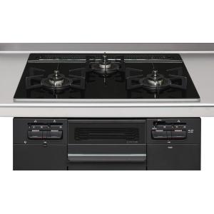 クリナップ ガスコンロ ZGGRK6R22DKK-K ガラストップコンロ 3口コンロ