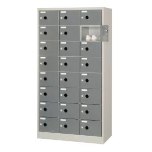 シューズロッカー 24人用 4列6段 扉付 中棚付き ニューグレー色