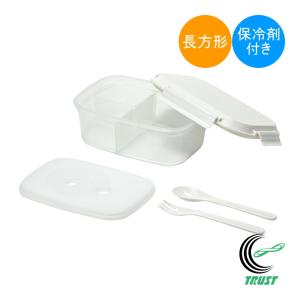 アクティア 保冷剤付行楽フードボックス スプーン・フォーク付 D-6511 1.2L 保冷剤付き 仕切り付き 中子付き 長方形 パール金属｜joy-island