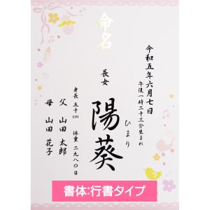 命名書 命名紙 女の子用 ピンク A4 ラミネ...の詳細画像2
