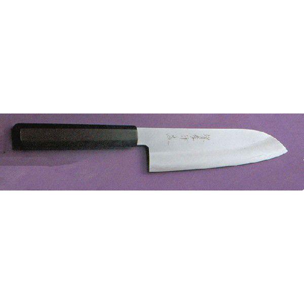 180mm 銀三鋼割り込み黒檀柄仕様 和三徳 堺孝行 印 (要 納期確認)