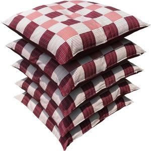 座布団カバー ５枚組 和市松 約５５×５９ｃｍ レッド 【日本製】 【銘仙判】 【ネコポス便対応限定】 【おしゃれ】 【フロアークッション カバー】