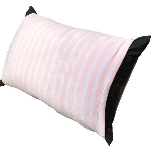 のびのび 枕カバー マイクロファイバー ボーダー 約３２×５２ｃｍ ピンク