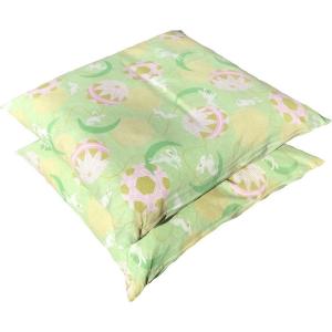 座布団カバー 55 59 ２枚組 まりうさぎ 約 ５５×５９ ｃｍ グリーン 【 日本製 】 【 銘仙判 】 【 便ネコポス便限定 】【 フロアークッションカバー 】