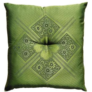 座布団 1枚単品 純日本製 高級ふくれ座布団 59×63cm グリーン 緑 和室