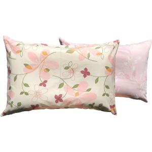 枕カバー 2枚 クロス 35x50 cm ピンク グリーン 【日本製】 【送料