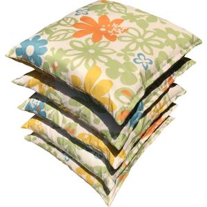 座布団カバー ５枚組 Ｐフラワー 約５５×５９ｃｍ ＧＮ 【銘仙判】 【メール便対応限定】 【おしゃれ】 【フロアークッションカバー】