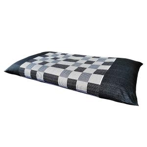 長座布団カバー 60x110 しじら格子 ブラ...の詳細画像1
