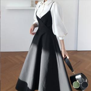 ワンピース レディース ロング リボン キャミソール フレア バックリボン エレガント ロングワンピース キャミソールワンピース キャミワンピ 韓国