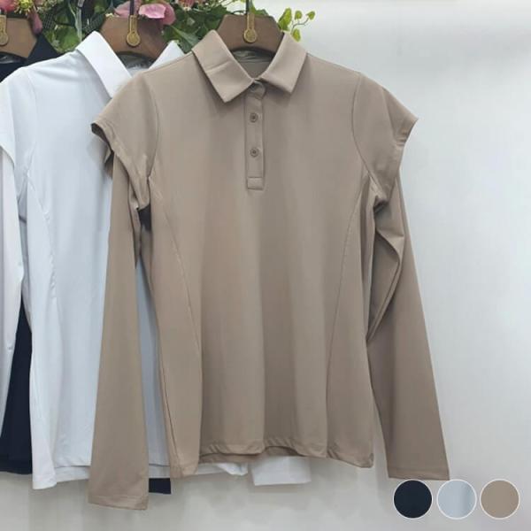 ゴルフウェア レディース 韓国 ポロシャツ トップス 長袖 Tシャツ ダブルスリーブ おしゃれ ゴル...