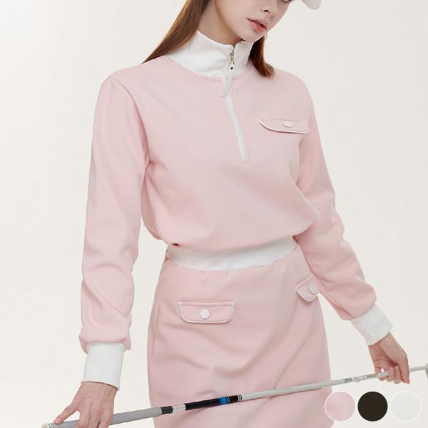 ゴルフウェア トップス レディース ゴルフ 韓国 ポロシャツ 長袖 ジップアップ 裏起毛 暖かい ハ...