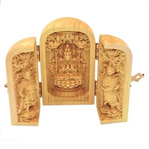 仏像 千手観音と伽藍神 立像 三開仏 木彫 ツ...の詳細画像3