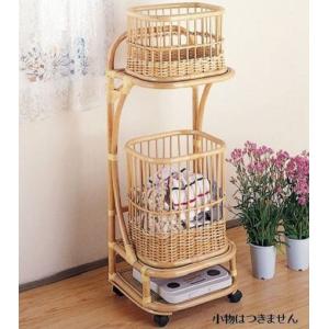 洗濯かご ランドリーラック 2段 ラタン バスケット キャスター付 籐