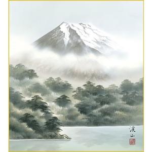 特色工芸色紙1枚 富士山水 富士湖景 湖畔黎明 作：伊藤渓山 K13-009｜joyfulgame