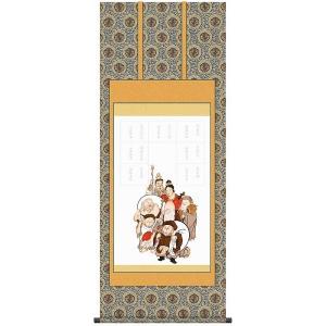 納経集印掛軸 「七福神巡礼」 (本格表装掛軸タイプ：54.5×134.5cm)