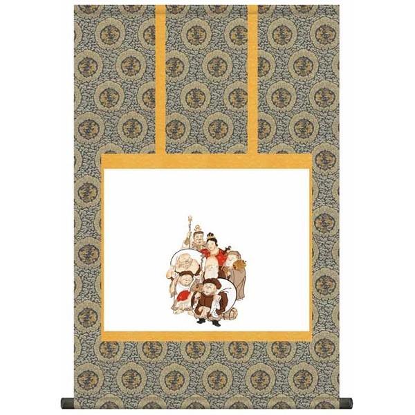 納経集印掛軸 「七福神巡礼」 (ミニ掛軸タイプ：52.5×80cm) N3-003