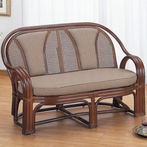 籐 ラタン 藤 曲線美 レトロ ブラウン 3人掛け ソファー