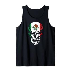 Mexico Skull Flag Mexican Latina Hombre Calavera Bandera Mex Tank Top ハロウィン Halloween｜joyfullab
