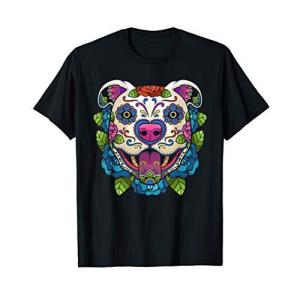 Pit Bull Sugar Skull Mexico Dog Calavera Dia De Los Muertos TShirt ハロウィン Halloween｜joyfullab