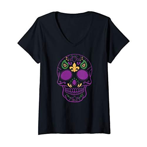 Womens Mardi Gras Costume  Sugar Scull Fun VNeck T...