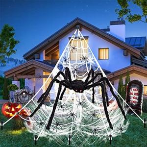 Halloween Decorations 200 Triangular Spider Web+47 Giant Fake Spiders+100g｜joyfullab