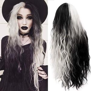 Mildiso Long Wigs for Women 26 Black White Wig Cute Colorful Silver Hair Wi｜joyfullab
