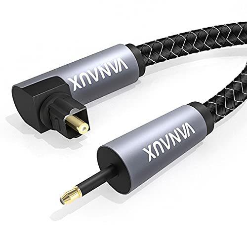 VANAUX 90 Degree Toslink to Mini Toslink Cable, Di...