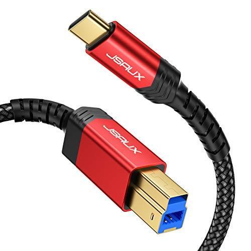 USB 3.0 ケーブル B オス - USB-C JSAUX 6.6フィート タイプ コード ナイ...