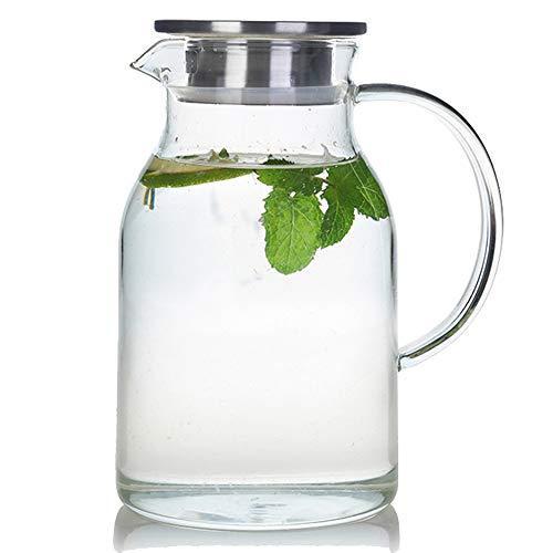 68 Ounces Glass Pitcher with Lid, Water Jug for Ho...