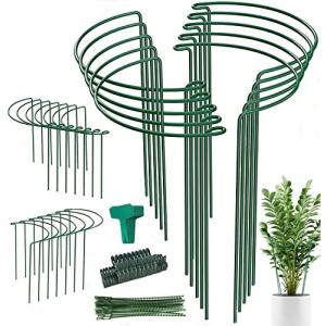 24 Pack Plant Support Stake, Half Round Metal Garden Plant Stake, Green Pla