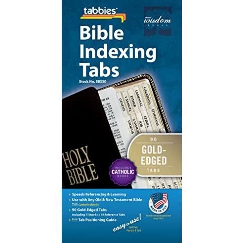Bible Tab Clear Tab with Gold Edge Strip &amp; Black L...