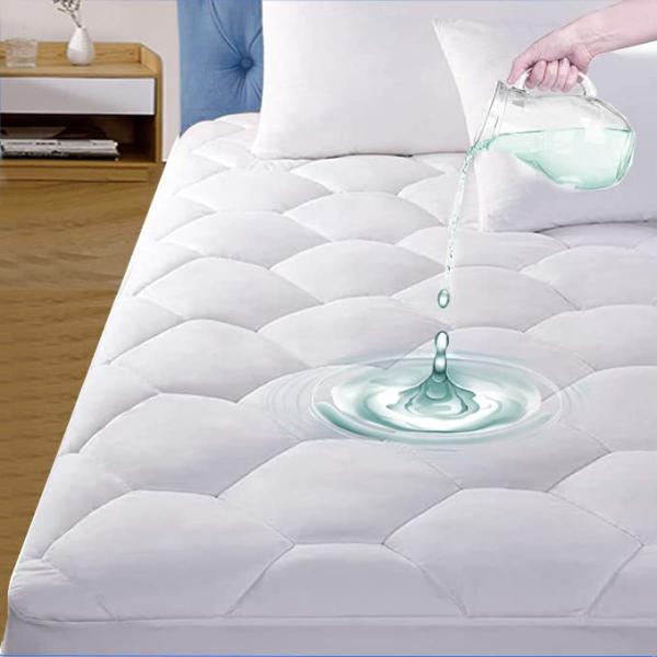 King Quilted Waterproof Mattress Pad Cover,Soft Br...